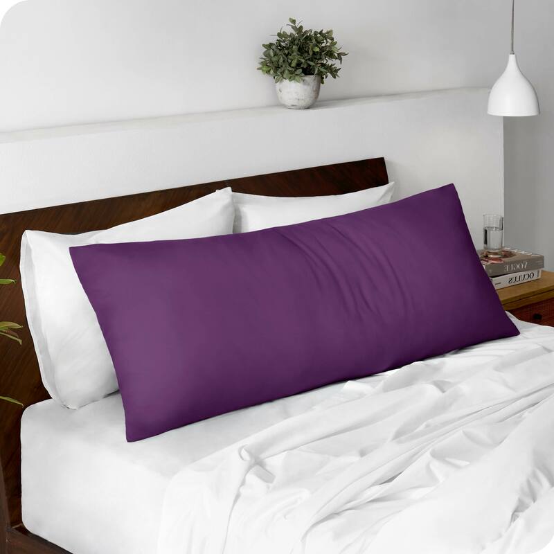 Bare Home Microfiber Body Pillow Cover with Zipper Closure - Plum