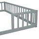 preview thumbnail 47 of 45, Twin Size Kids Bed Frame, Double Twin Floor Bed with Fence Guardrails