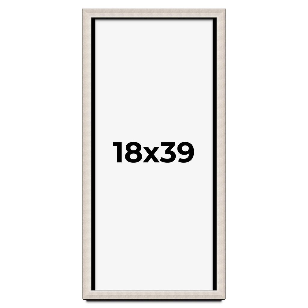 18x39 Shadow Box Frame Silver Real Wood Contemporary Shadowbox Display Frame UV Acrylic Front Acid Free Backing and Hardware