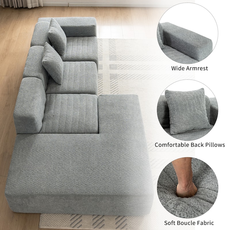 Roomfitters Full-Compressed Sectional Sofa with Free-Combined Design for Living Room Style and Adaptability