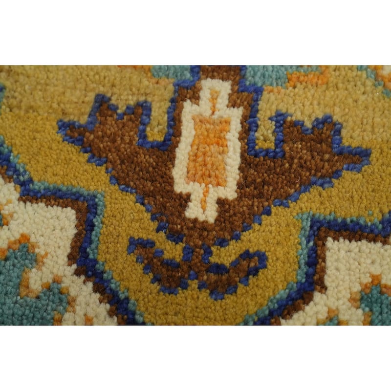 Hand-knotted Traditional Wool Blue Geometric Oriental Area Rug - 9' 9'' X 2' 5''