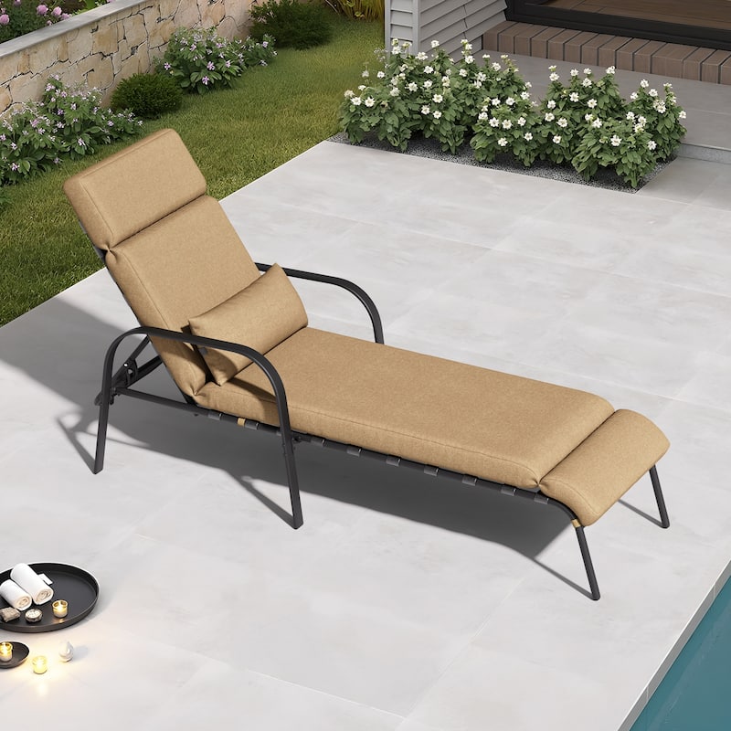 VredHom Outdoor Adjustable Chaise Lounge Chair with Cushion and Pillow - N/A