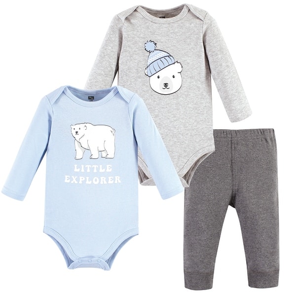 slide 1 of 1, Hudson Baby Long-Sleeve Bodysuits and Pants, Polar Bear Explorer 0-3 Months - Polar Bear Explorer