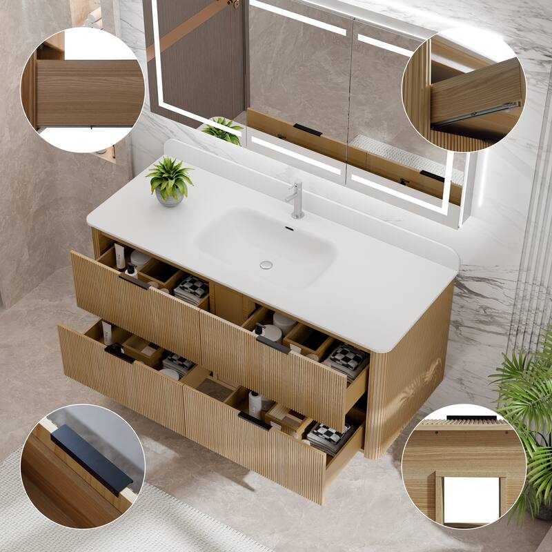 Modland 48" Fluted Floating Vanity with Sink - 48 inch