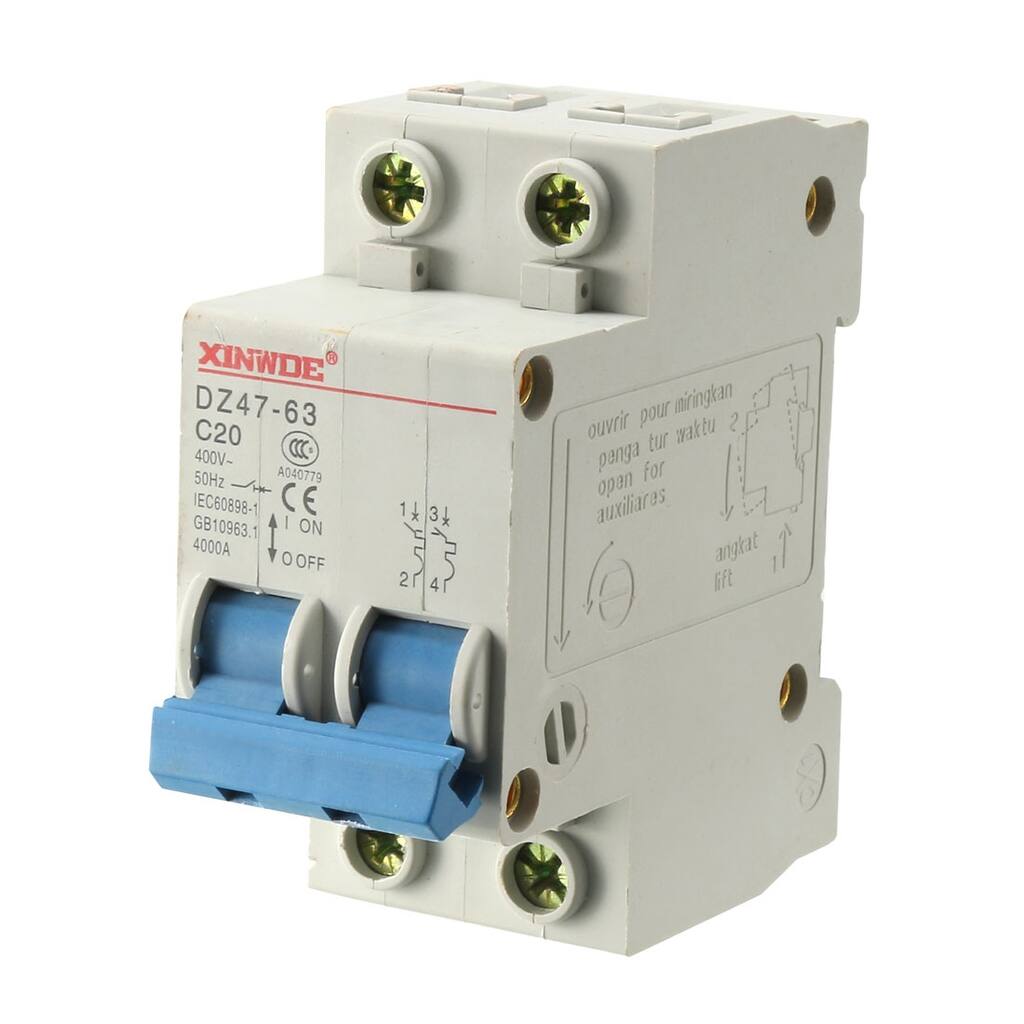 2 Poles 20A 400V Low-voltage Miniature Circuit Breaker DZ47-63 C20