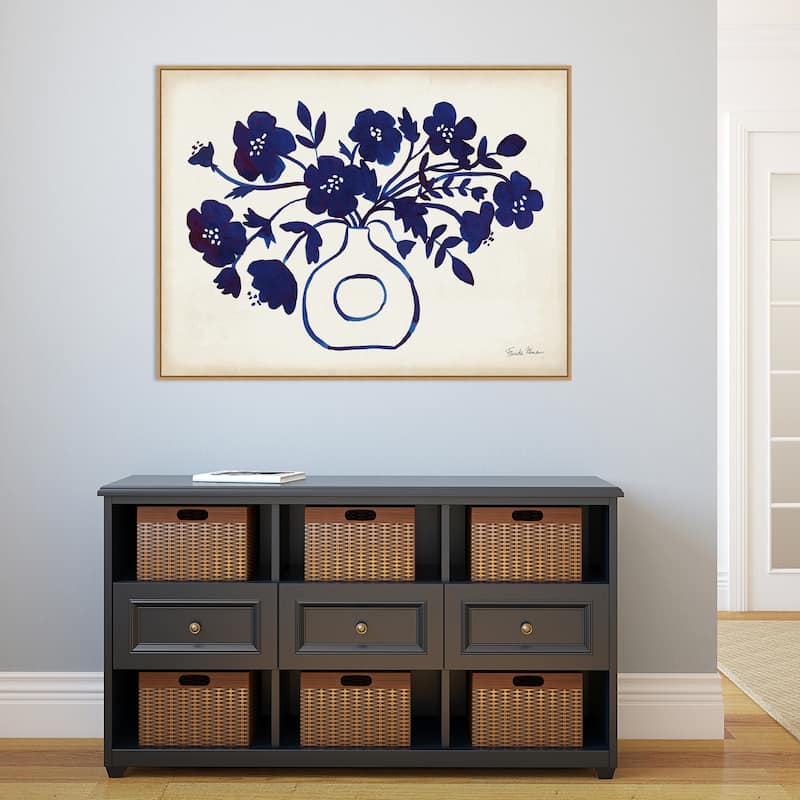 Modern Blue Vase II by Farida Zaman Framed Canvas Wall Art Print - Sylvie Maple