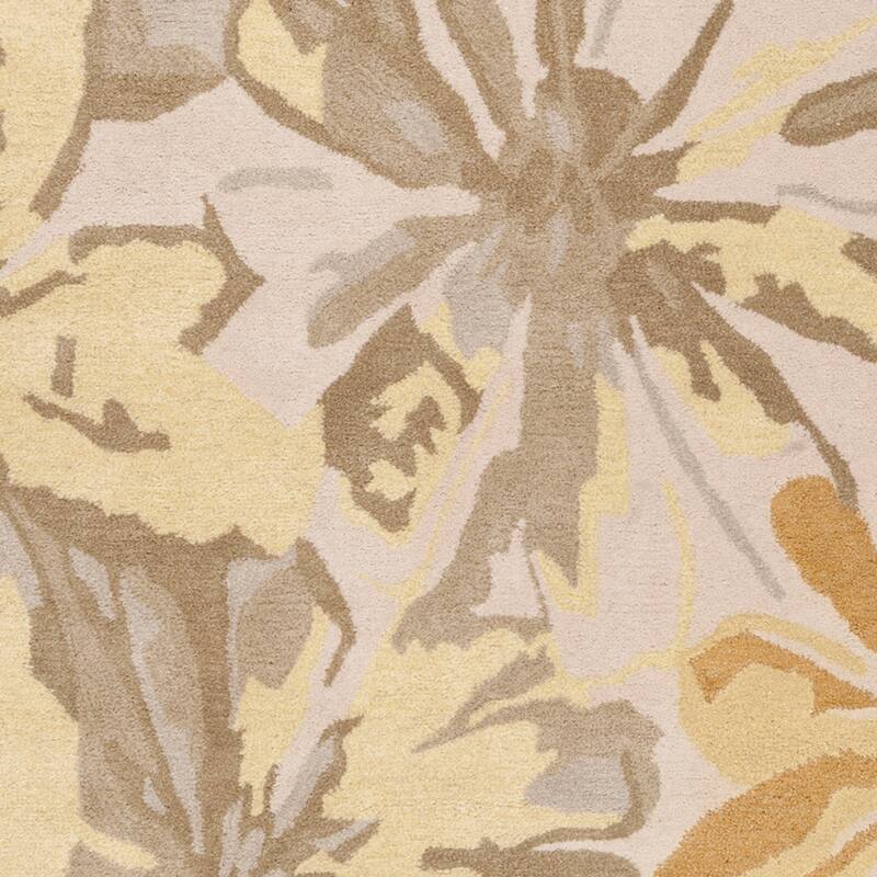 Handmade Putty Transitional Floral Wool Area Rug
