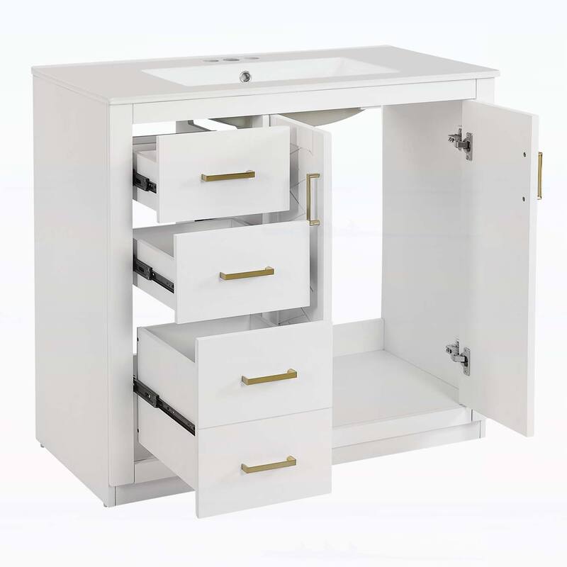 Freestanding Vanity Set with 3 Drawers& Soft Closing Doors