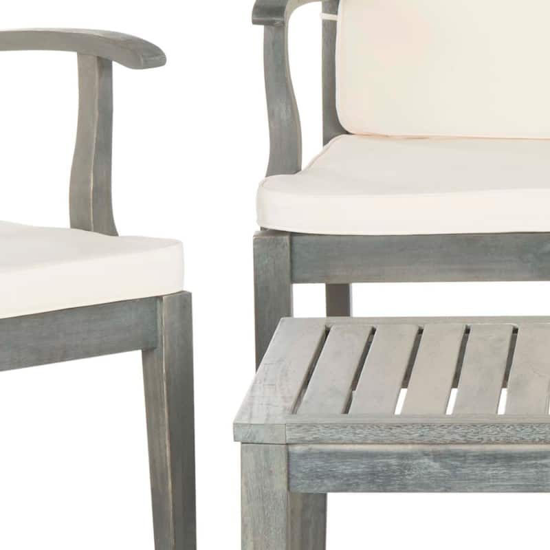 SAFAVIEH Outdoor Kaia Acacia Wood 4-Piece Patio Set - 48W x 32D x 25H