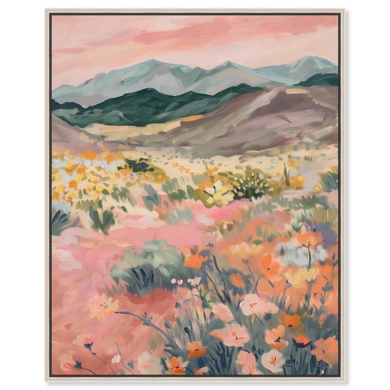 Flowers Beyond the Hills Canvas by Art Remedy - 20" x 24" - Silver