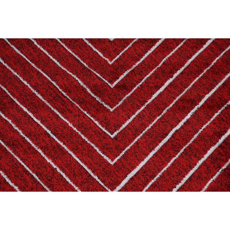 Red Chevron Style Transitional Oriental Turkish Rug Modern Carpet