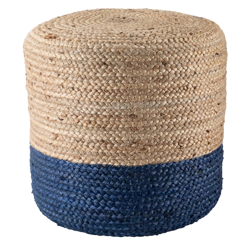 Juniper Home Saba Round Ombre Jute Pouf Ottoman/Foot Stool