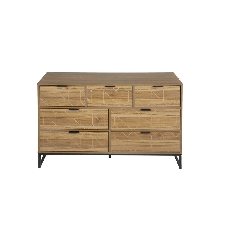 Walnut 7 Drawer Dresser Cabinet