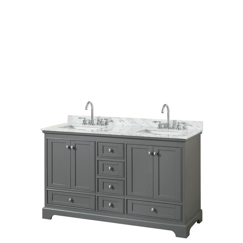 Wyndham Collection Deborah 60" Free Standing Double Vanity Set with