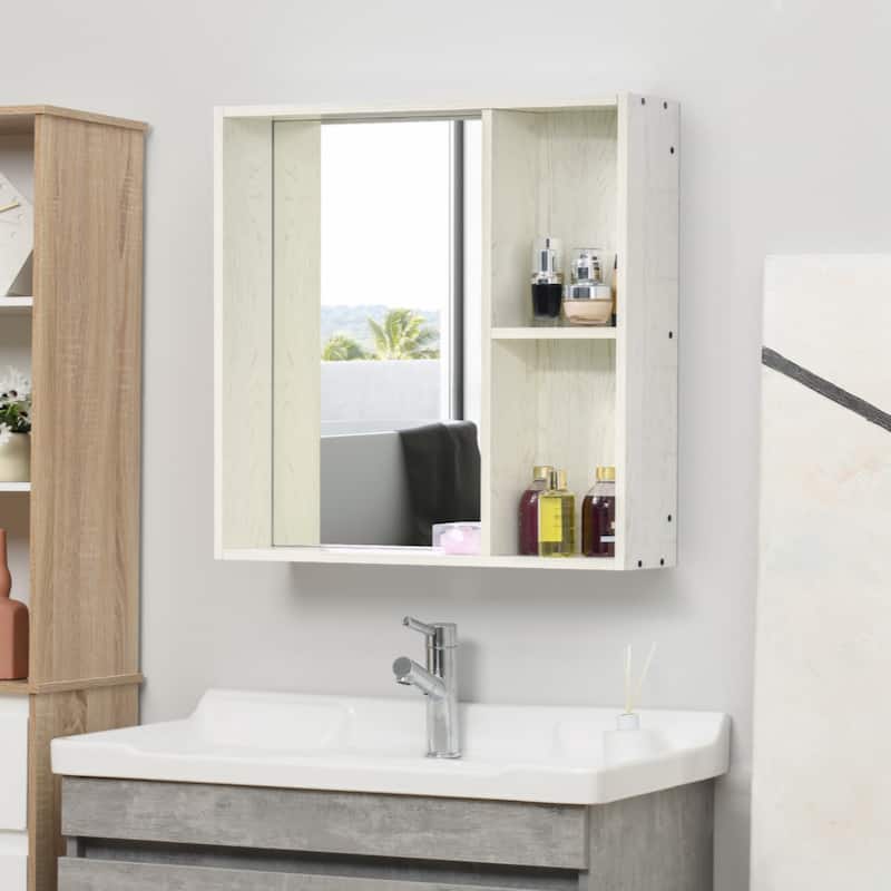 31.5" x 25.5" Bathroom Medicine Cabinet with Mirror, Storage Shelf,White