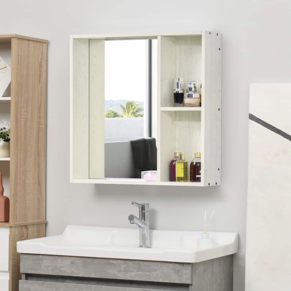 31.5" x 25.5" Bathroom Medicine Cabinet with Mirror, Storage Shelf,White