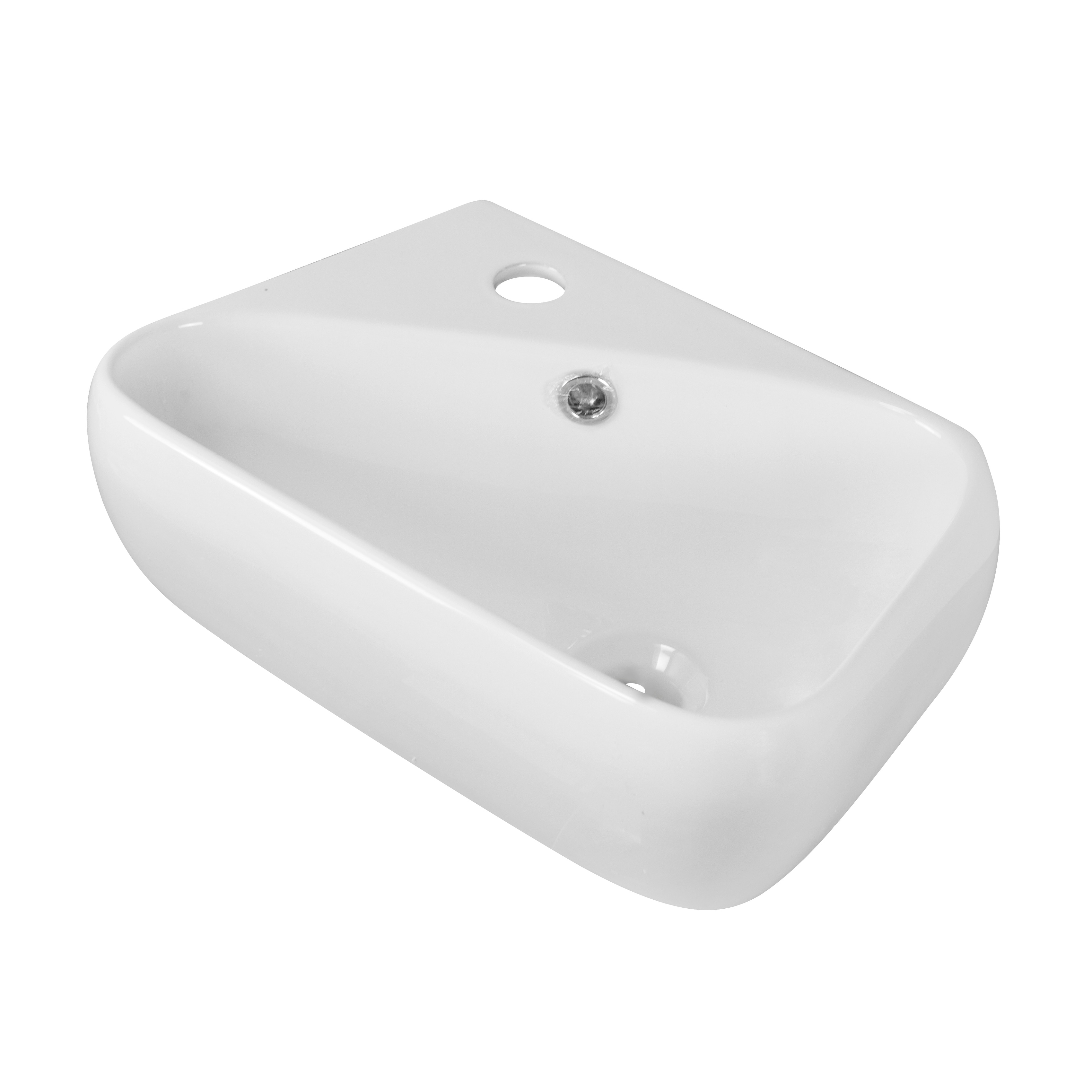 17.5-in. W Wall Mount White Vessel Set For 1 Hole Left Faucet - Faucet Included