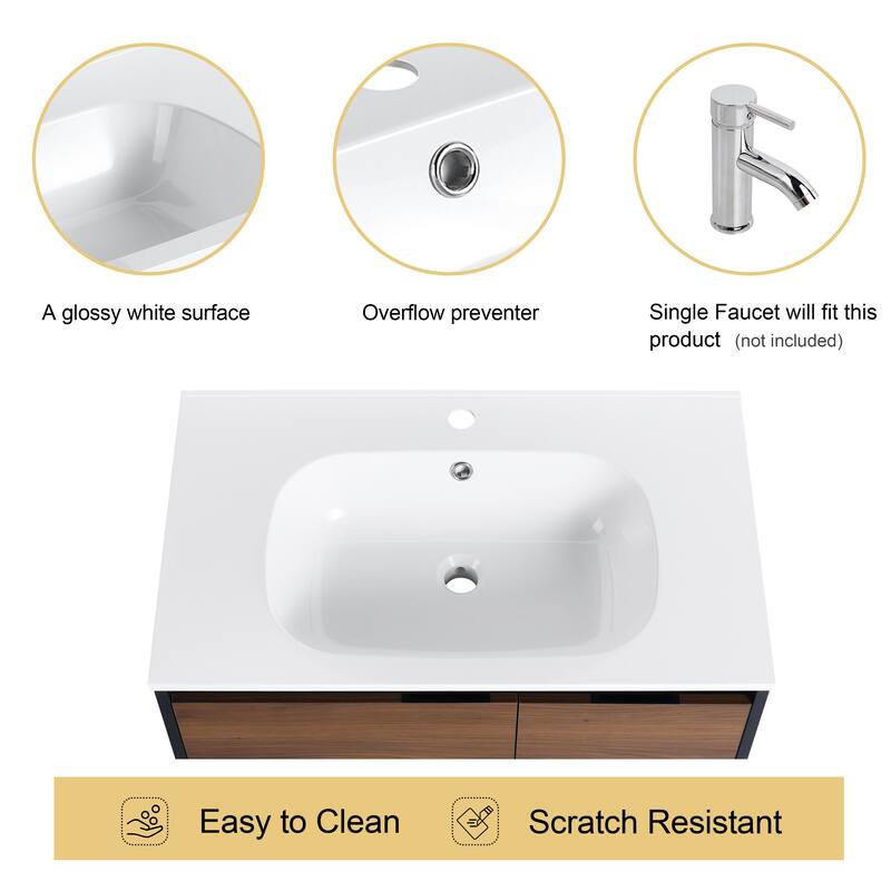 Malwee 30" FreeStanding Bathroom Vanity with Sink,Floor Stand Bathroom Vanity with Soft Close Door & Drawer and Open Shelf