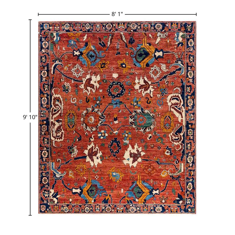 Serapi One-of-a-Kind Hand-Knotted Area Rug - Orange, 8' 1" x 9' 10" - 8' 1" x 9' 10"