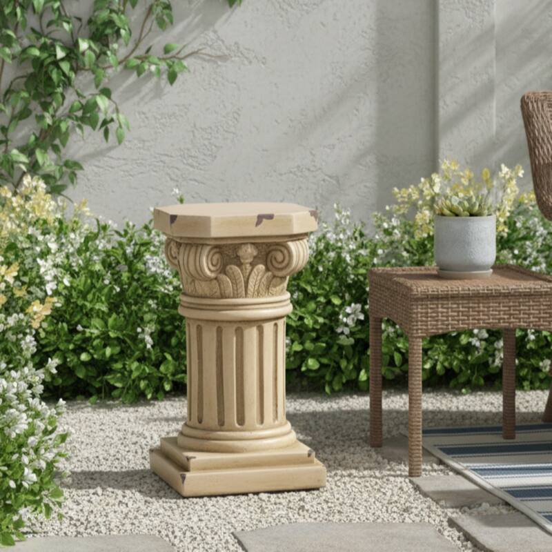 Christopher Knight Home - 18.50"H Classical Ionic MGO Pedestal Plant Stand Side Table for Indoor & Outdoor