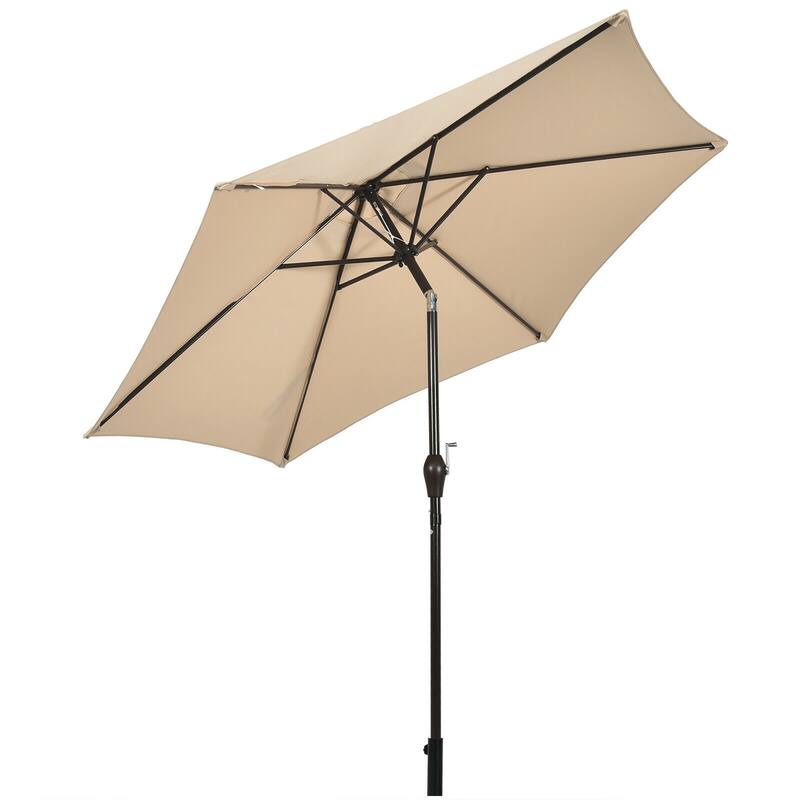 9-Foot Outdoor Market Patio Table Umbrella with Push-Button Tilt and Crank Lift for Sun Shade