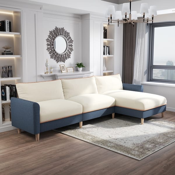 Modern Beige Sectional Sofa Sets Lshape Modular Chaise Lounge Settee Bed Bath & Beyond 39575693