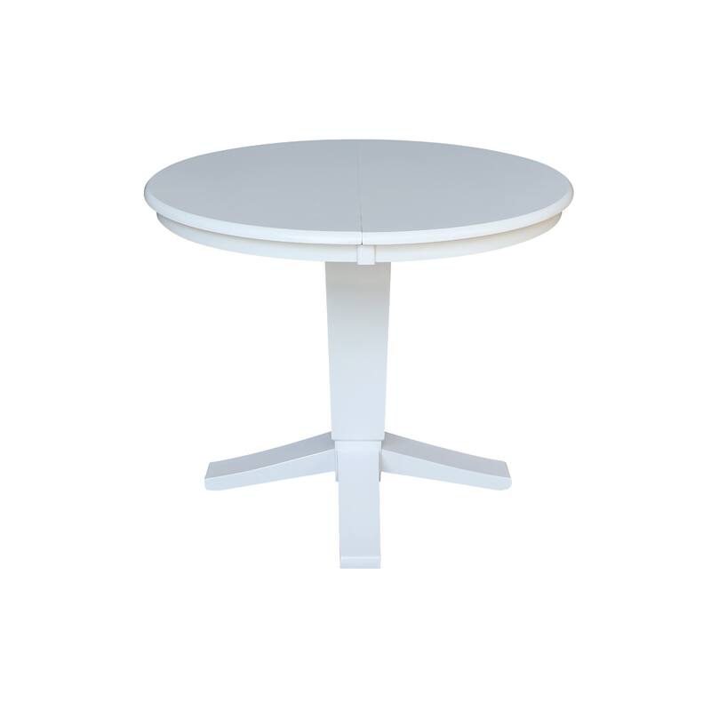 36" Solid Wood Round Top Pedestal Dining Table with 12 in Leaf