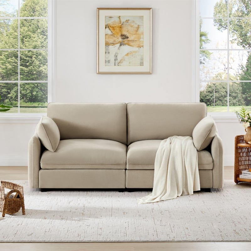 Spruce & Spring Oversized Cloud Modular Sectional Couches for Living Room - Tan-2PC