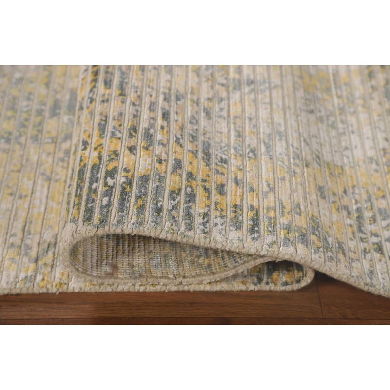 Striped Abstract Area Rug Hand-Knotted Wool Carpet - 5'6" x 7'10"