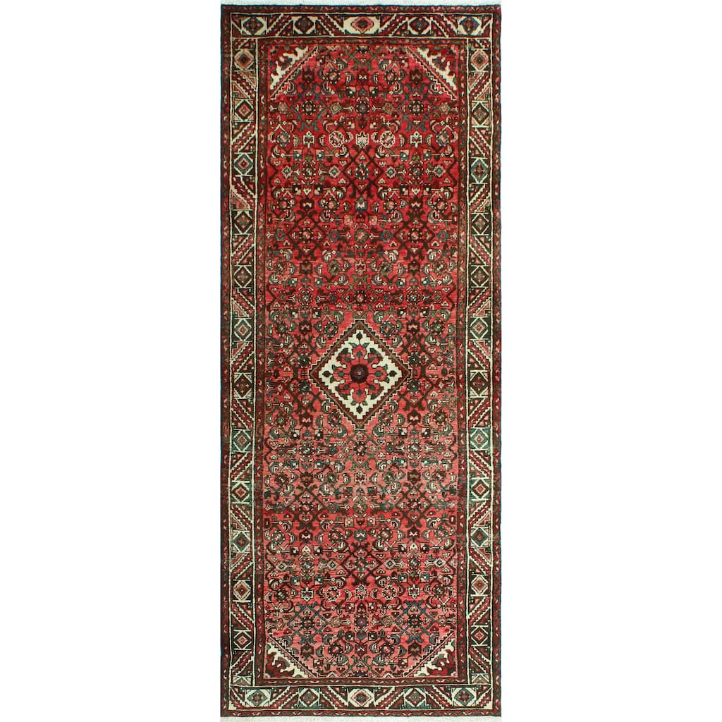 Fine Vintage Distressed Sadiq Rust/Ivory Runner - 3'9" x 9'8"