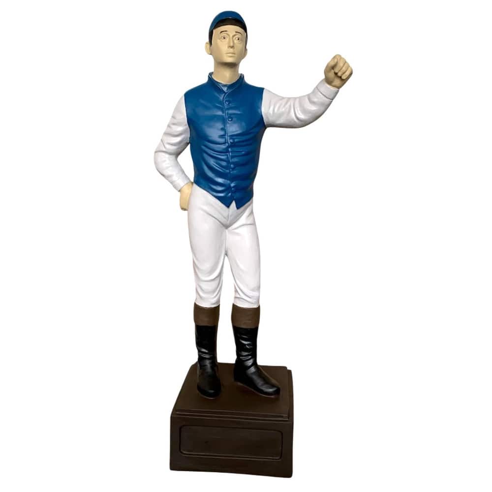 Classic Lawn Jockey Blue White Sleeves Garden Statue