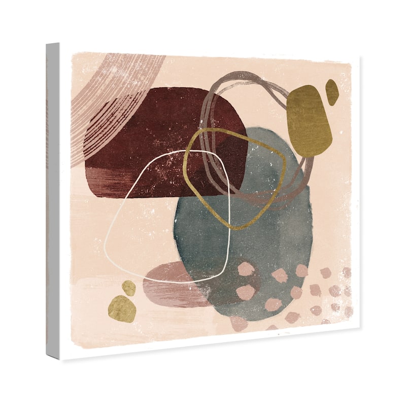 Wynwood Studio Canvas Abstract Shapes and Sound Pink and Metallic Gold Transitional Wall Art Canvas Print