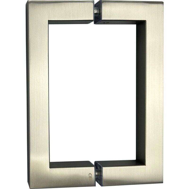 CEL 8"x 8" Square Tubing Back-to-Back Pull Handle for shower door - Brushed Nickel