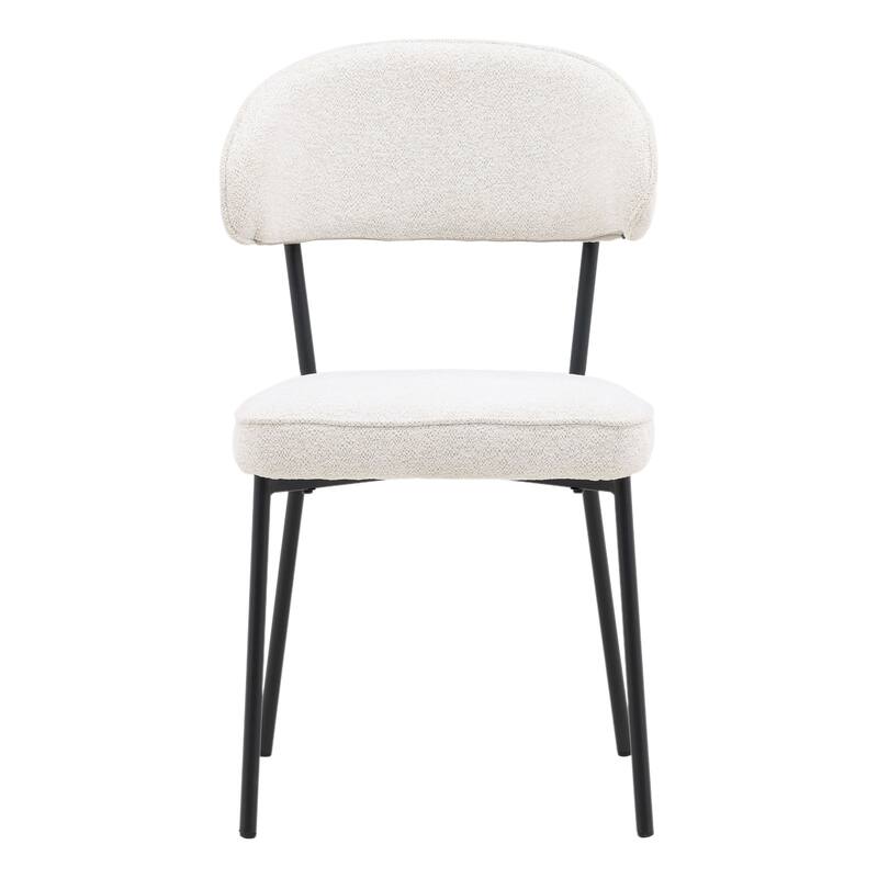 Mackinsey Iron Upholstered Dining Chair, Cream (Set of 2)