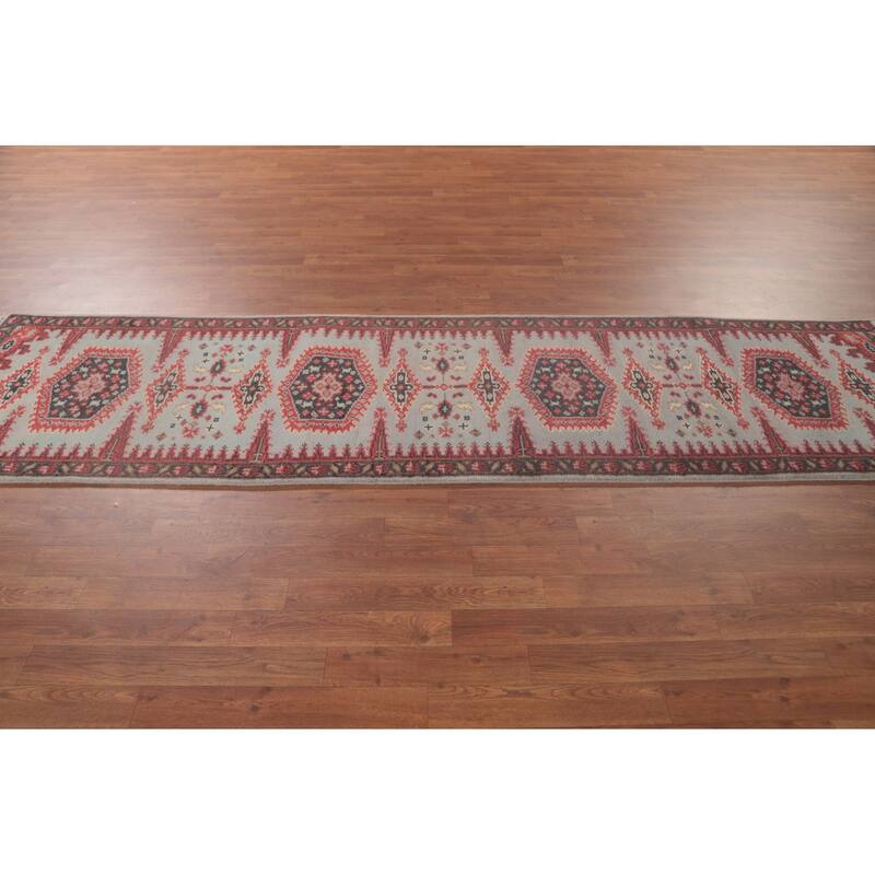 Kazak Oriental Runner Rug Handmade Geometric Wool Carpet - 2'7"x 9'11"