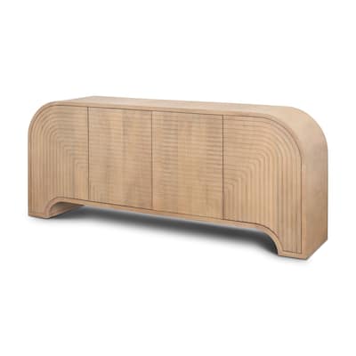 Sorina Reverse Fluted Light Brown Wood Sideboard - 72.0L x 16.0W x 30.0H