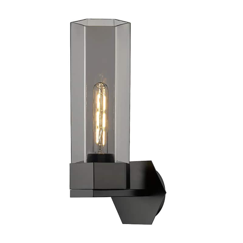 Innovations Lighting Claverack - 1 Light 14" Wall-Mounted Sconce - Matte Black/Plated Smoke