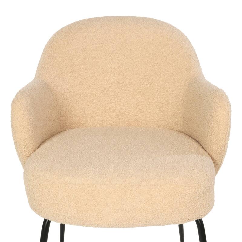 Furnish Theory Nordic Comfort Dining Armchair Arm Chair w/ Various Boucle Fabric Upholstery Covers & Steel Leg Finishes