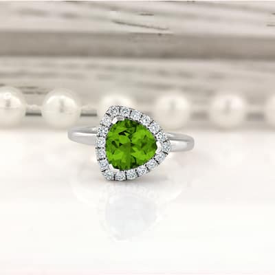 Auriya 2 1/8ct Trillion-cut Peridot Gem Halo Diamond Engagement Ring 1/4ctw 14k Gold