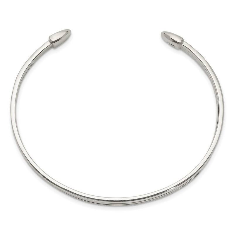 Curata 925 Sterling Silver 8mm Three Row Flat Adjustable Cuff Stackable Bangle Bracelet