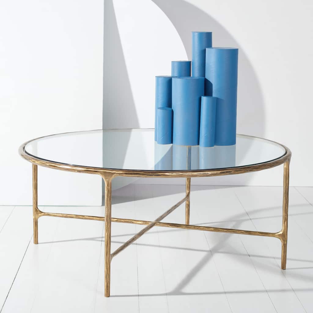 SAFAVIEH Couture Venanzia Round Metal Coffee Table - 36" W x 36" L x 15" H - 36"W x 36"D x 15"H