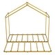 preview thumbnail 10 of 9, Gold Twin Size Metal House Platform Bed with Trundle and Roof