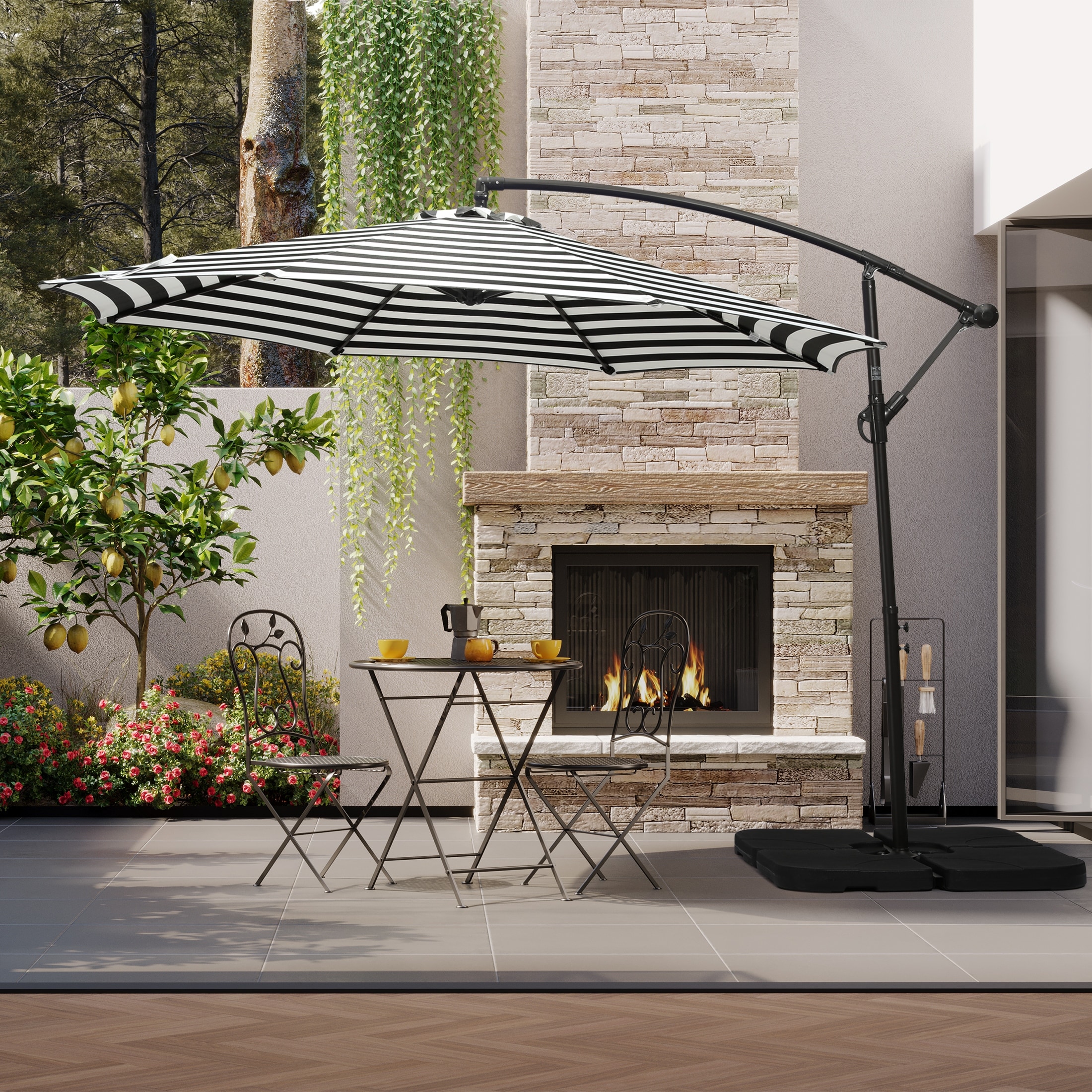 cheap white patio umbrellas Dunn-Rite ShadeTable Water-Filled Umbrella Table – White, 95 lb Base, Fits 1.5