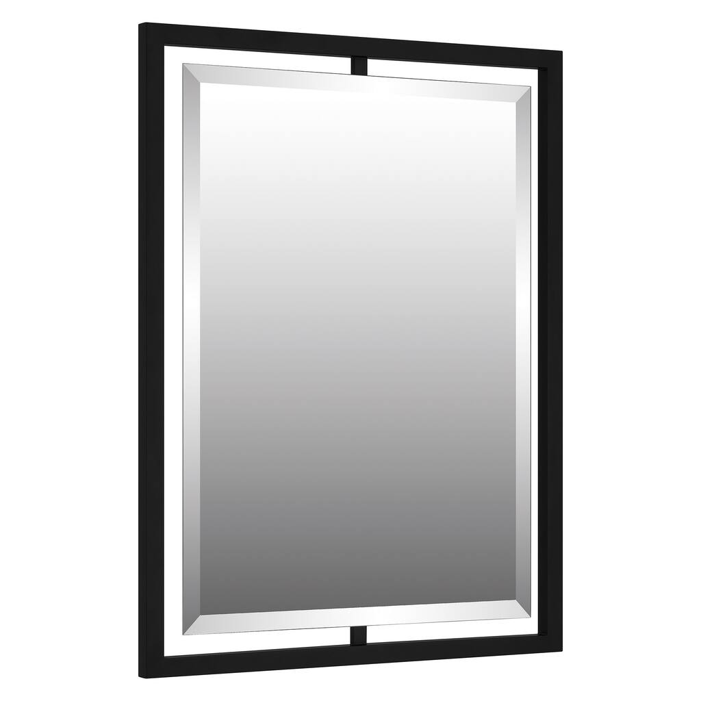 Marcos Matte Black Rectangular Framed Mirror with Beveled Edge