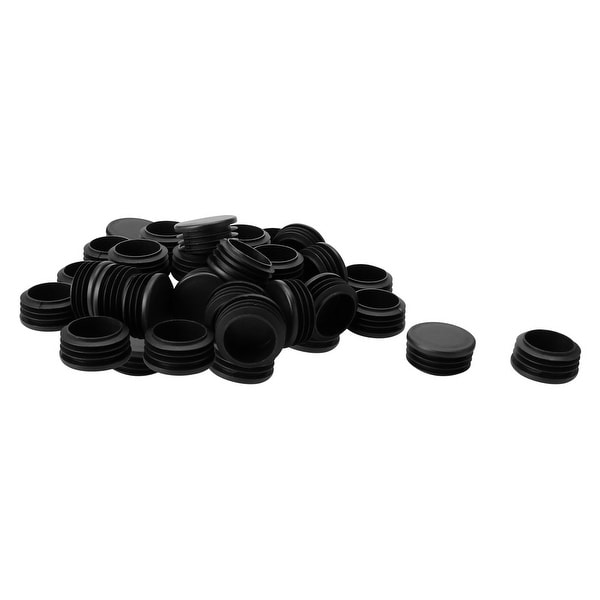 40pcs 42mm OD Plastic Round Tube Insert Ribbed Pipe Cover Black Floor Furniture Feet Protector, Fit for 1.53"-1.61" Inner Dia