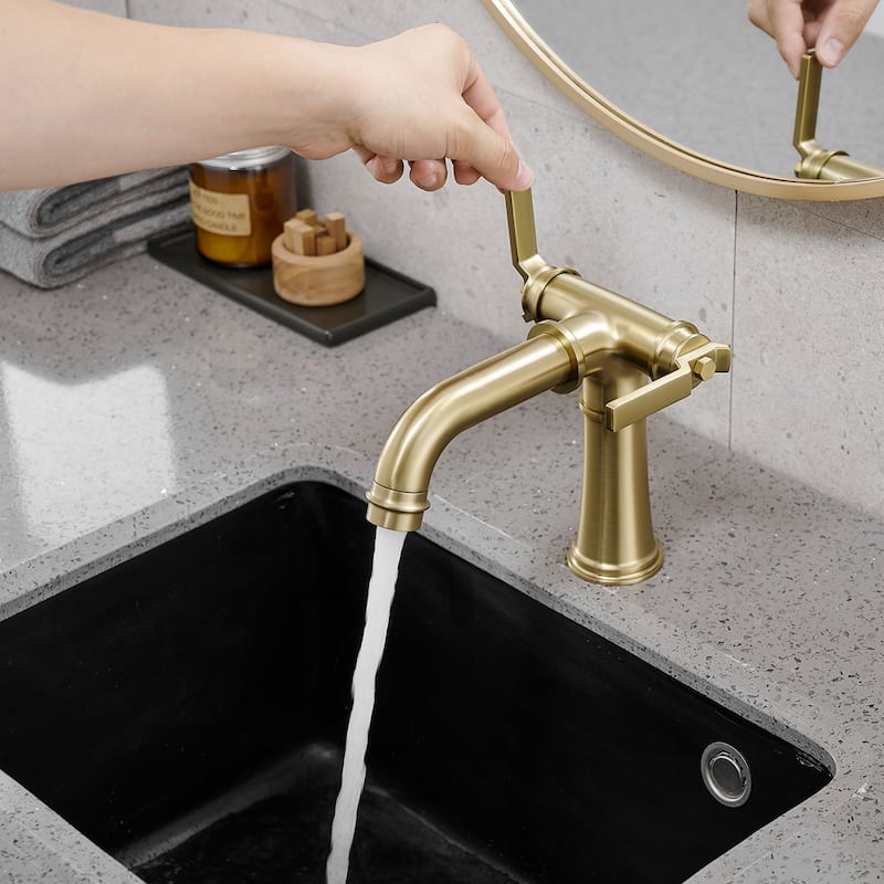 Industrial Style Two Handle Bathroom Faucet - Brushed Gold