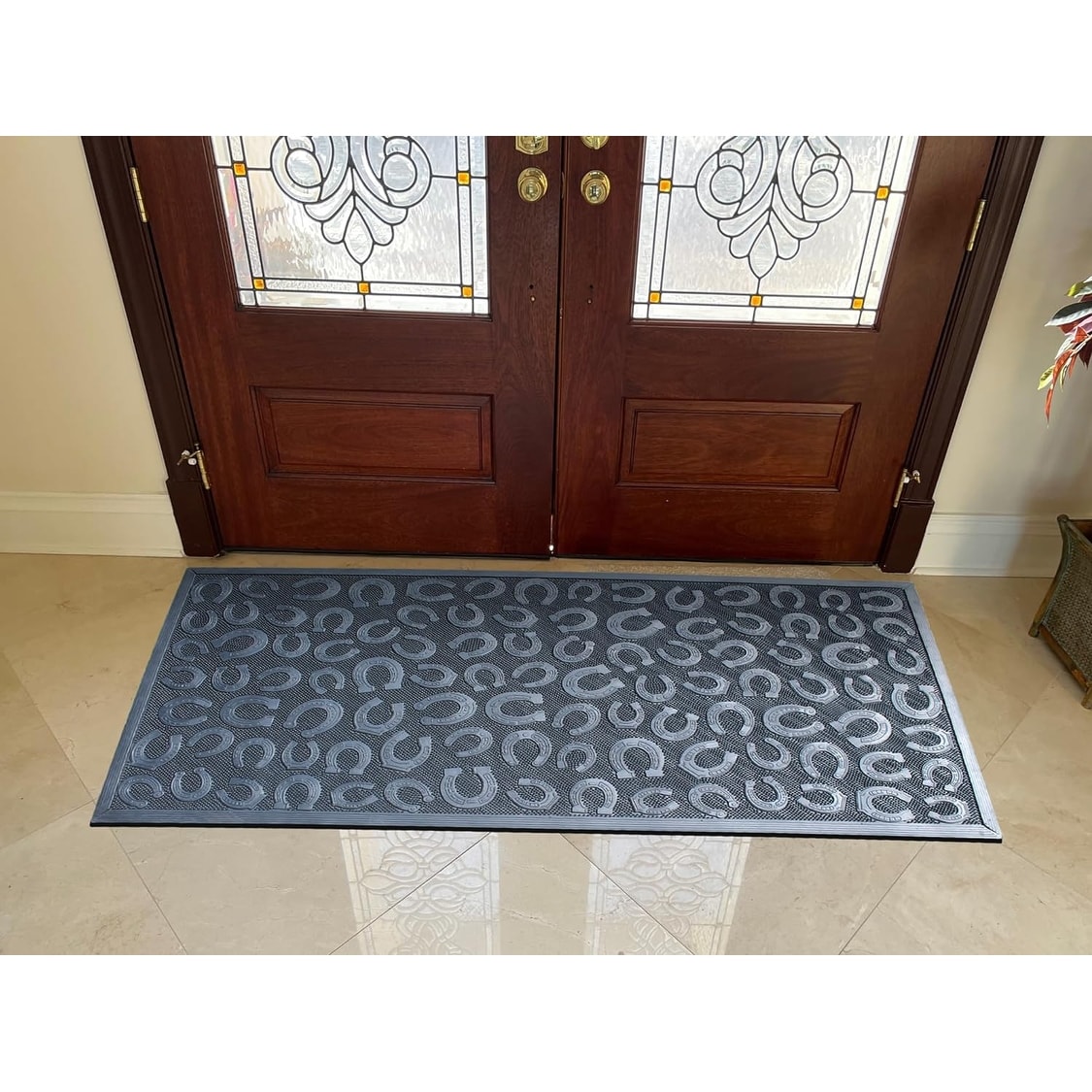 A1 Home Collections A1hc Copper 18 in. x 30 in. Rubber Pin Non-Slip Backing Indoor/Outdoor Entrance Durable Door Mat, Copper Dogs Playing