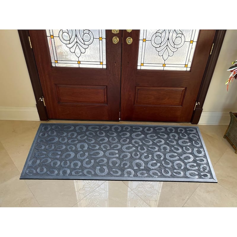 A1HC 100% Rubber Front Door Mat, All Season Large Size, Thin Profile Heavy Duty Doormat for Indoor Outdoor Use