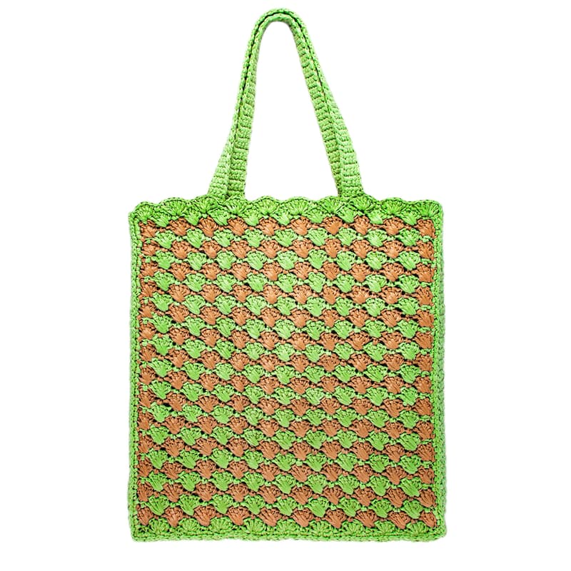 Prada Two Tone Crochet Logo Tote