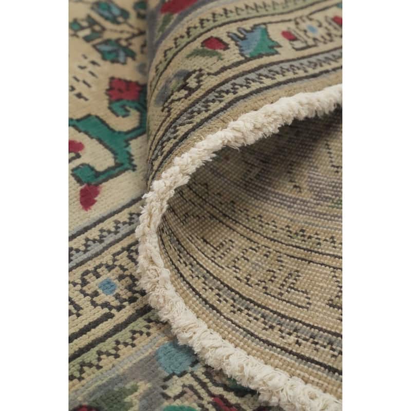 Hand Knotted Oriental 100% Wool Carpet Traditional Floral Beige & Ivories Tabriz Area Rug - 10' 9'' X 8' 0''